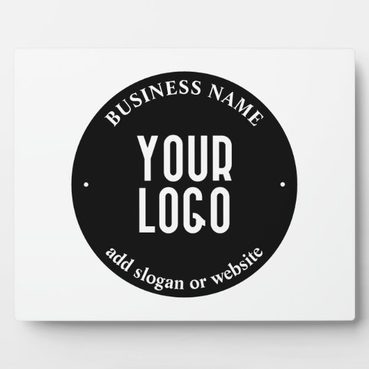 テキストとアップロードされたロゴ | 編集可能な黒と白 フォトプラーク (正面)