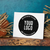 テキストとアップロードされたロゴ | 編集可能な黒と白 フォトプラーク (側面)