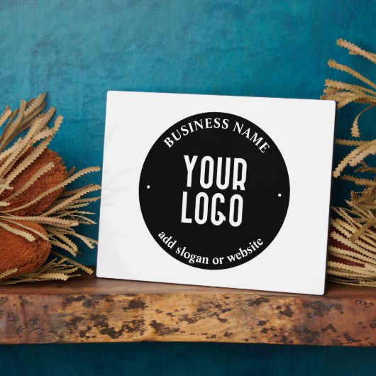 テキストとアップロードされたロゴ | 編集可能な黒と白 フォトプラーク (側面)