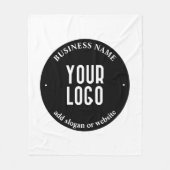 テキストとアップロードされたロゴ | 編集可能な黒と白 フリースブランケット (正面)