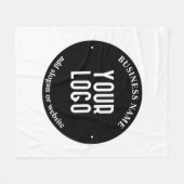 テキストとアップロードされたロゴ | 編集可能な黒と白 フリースブランケット (正面(横))