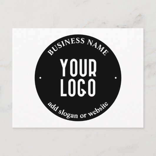テキストとアップロードされたロゴ | 編集可能な黒と白 ポストカード (正面)