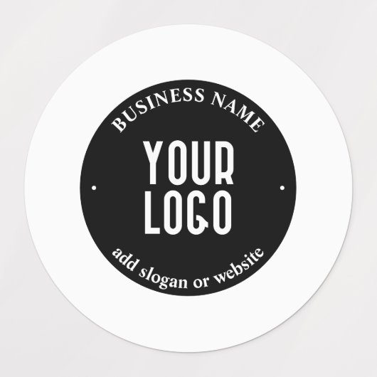 テキストとアップロードされたロゴ | 編集可能な黒と白 ラベル (デザイン1)