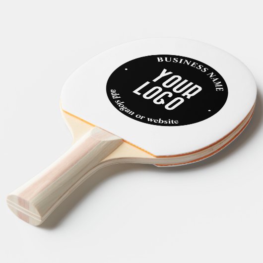 テキストとアップロードされたロゴ | 編集可能な黒と白 卓球ラケット (正面アングル)