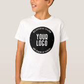 テキストとアップロードされたロゴ | 編集可能な黒と白 Tシャツ (正面)