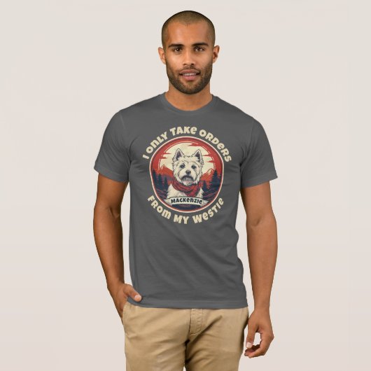 テキストとウェスティーの名前の追加 Tシャツ (正面フル)