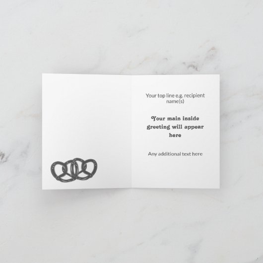 テキストと一緒になったプレッツェル - パン テーマが簡単 サンキューカード (内部)