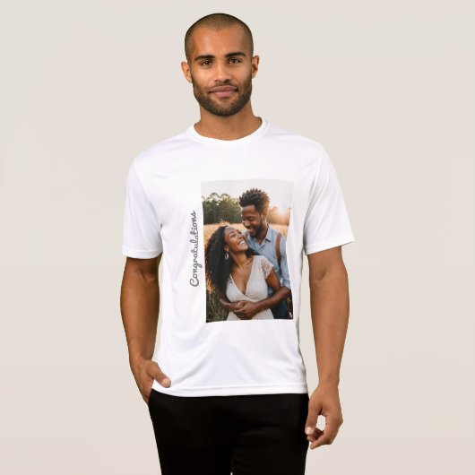 テキストと写真をカスタマイズしてエンゲージメント Tシャツ (正面フル)