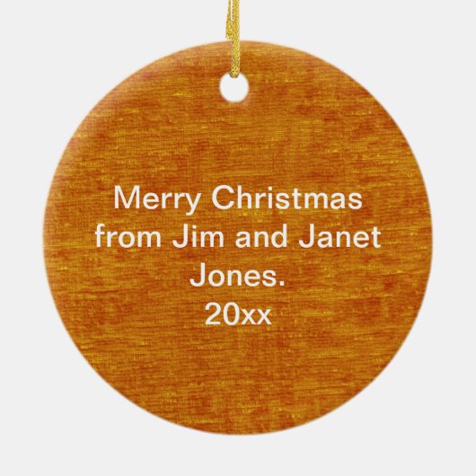 テキストと写真：オレンジ色の星形の写真枠 セラミックオーナメント (裏面)