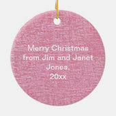 テキストと写真：ピンクの星形の写真枠 セラミックオーナメント (裏面)