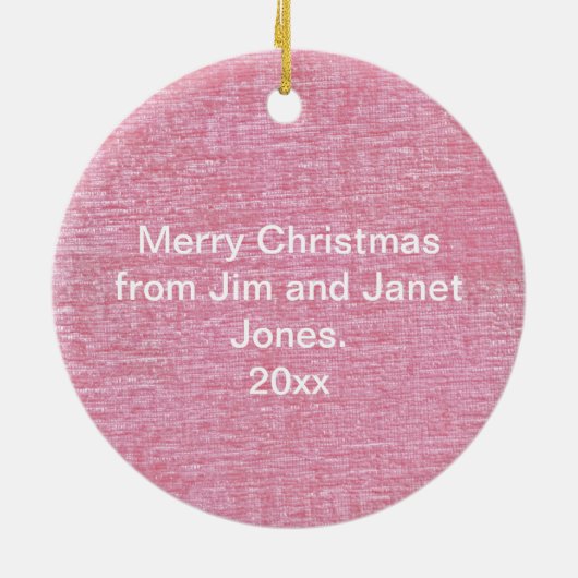 テキストと写真：ピンクの星形の写真枠 セラミックオーナメント (裏面)