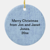 テキストと写真:青い星形の写真枠 セラミックオーナメント (裏面)