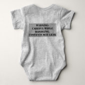 テキストと色の危険生物学的災害［有害物質］の記号おもしろい ベビーボディスーツ (裏面)