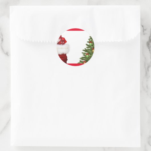 テキストのクリスマスツリーと贈り物の追空白の加 ラウンドシール (バッグ)