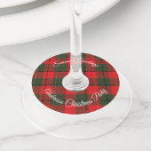 テキストのクリスマスパーティーの追加 ワイングラスタグ (クローズアップ)