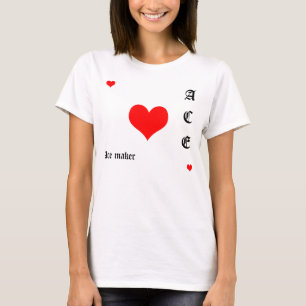 テキストのハートそしてエースメーカーの赤いエース Tシャツ