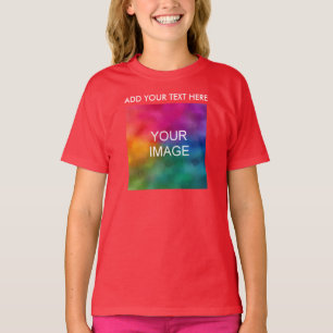 テキストの写真の追加カスタムテンプレートGirls Red Tシャツ