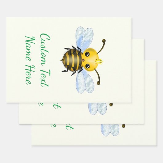 テキストの折り返し紙シートとクイーンビー ラッピングペーパーシート (セット)