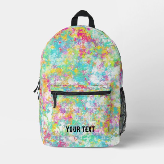 テキストの水クール色の芸術的背景を追加する プリントバックパック (正面)
