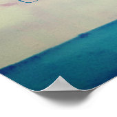 テキストの水彩の空と海の風景を追加する ポスター (角)