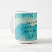 テキストの水彩美しい青い空を追加 コーヒーマグカップ (正面左)