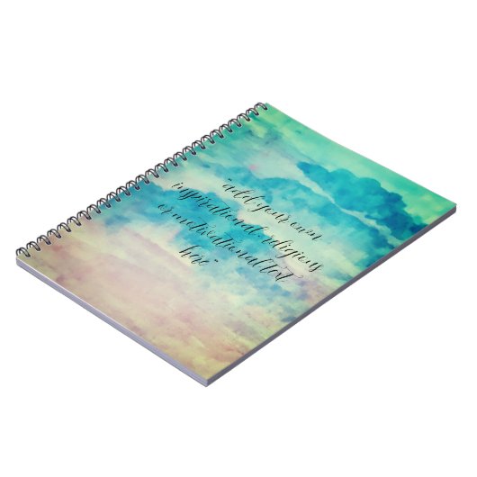 テキストの水彩美しい青い空を追加 ノートブック (左側)