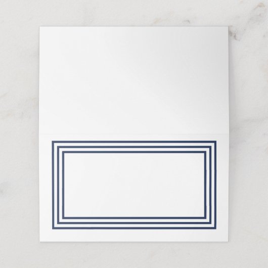 テキストの白とトリプルネイビーブルーを追加縁ど プレイスカード (外部開封)