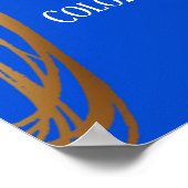 テキストの落書き金ゴールドの青い楕円の王室の追加 ポスター (角)