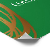 テキストの落書き金ゴールド楕円の明るい緑の追加 ポスター (角)