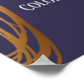 テキストの落書き金ゴールド楕円の濃い紫の追加 ポスター (角)