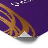 テキストの落書き金ゴールド楕円の追加深い紫 ポスター (角)