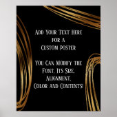 テキストの落書き金ゴールド楕円、黒の追加 ポスター (正面)