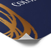 テキストの落書き金ゴールド楕円Navy Blueの追加 ポスター (角)