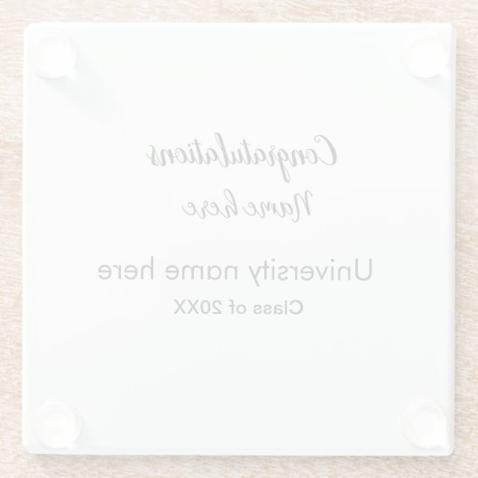 テキストの追加シンプル大学院の追加コース名の追加 ガラスコースター (裏面)