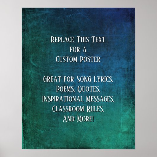 テキストの追加引用文グランジテクスチャ付き青い緑DIY ポスター (正面)