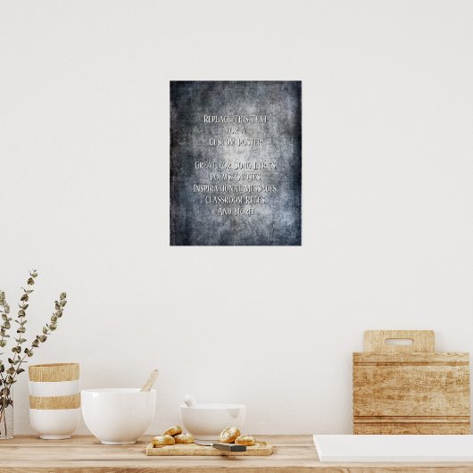 テキストの追加引用文グランジテクスチャ濃い灰色 ポスター (キッチン)