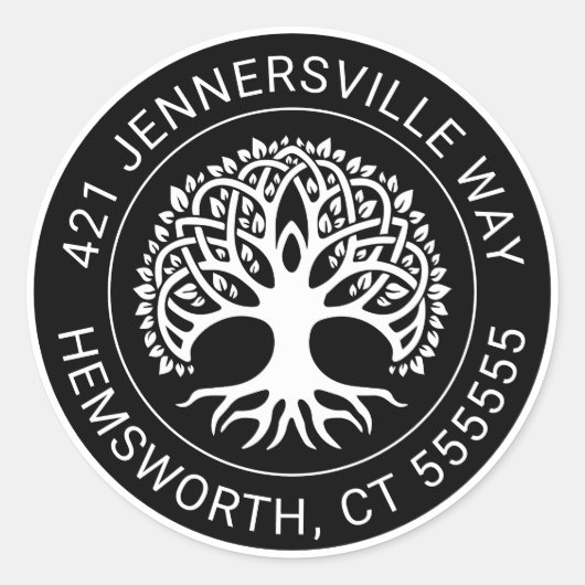 テキストの追加 |ケルトのツリーアドレス ラウンドシール (正面)