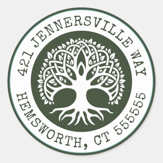 テキストの追加 |ケルトのツリーアドレス ラウンドシール (正面)