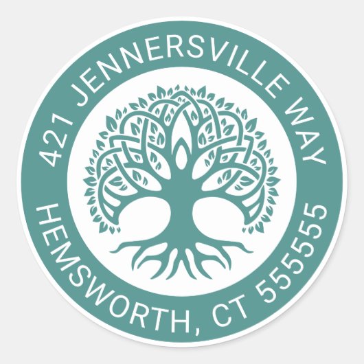 テキストの追加 |ケルトのツリーアドレス ラウンドシール (正面)