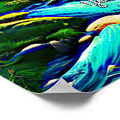 テキストの追加、ファンタジー渓流の夕日 ポスター (角)