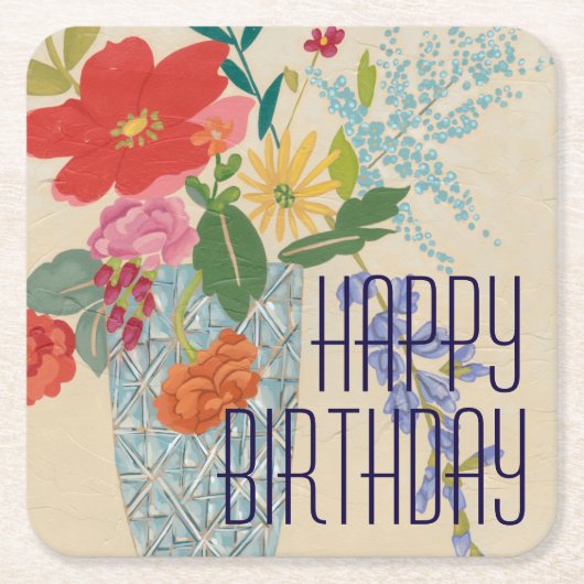 テキストの追加 |春花II スクエアペーパーコースター (正面)