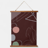 テキストの追加、茶色の緑のアーティスト 吊り下げ型タペストリー (正面3)