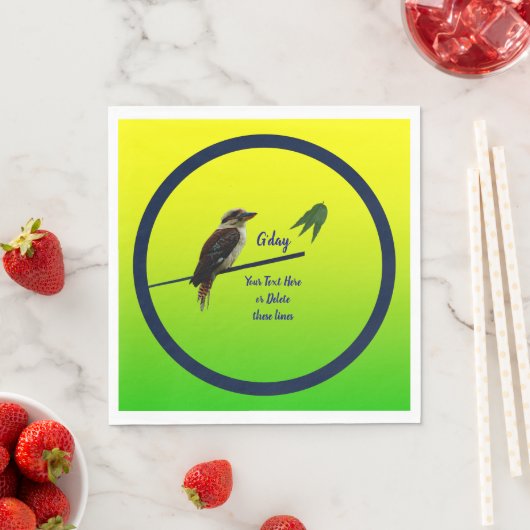 テキストの追加， Kookaburra Australianパーティー スタンダードランチョンナプキン (インサイチュ)