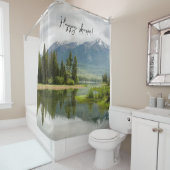 テキストの追加lハッピーシャワーl自然と湖 シャワーカーテン (インサイチュ)
