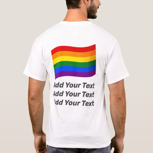 テキストの追加LGBTゲイプライド国旗の虹の旗 Tシャツ (裏面)