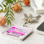 テキストの追加Premium Square Keychain キーホルダー (側面)