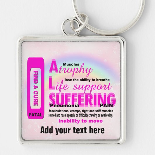 テキストの追加Premium Square Keychain キーホルダー (正面)