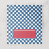 テキストの青いギンガムパターンを赤で追加 プレイスカード (外部開封)