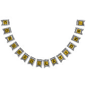 テキストはこちら金ゴールドの黒いストライプパターン バンティングフラッグ (全)