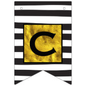 テキストはこちら金ゴールドの黒いストライプパターン バンティングフラッグ (第1の旗)